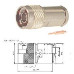 Connettore maschio N tipo messi e paoloni da 12 mm , isolamento teflon